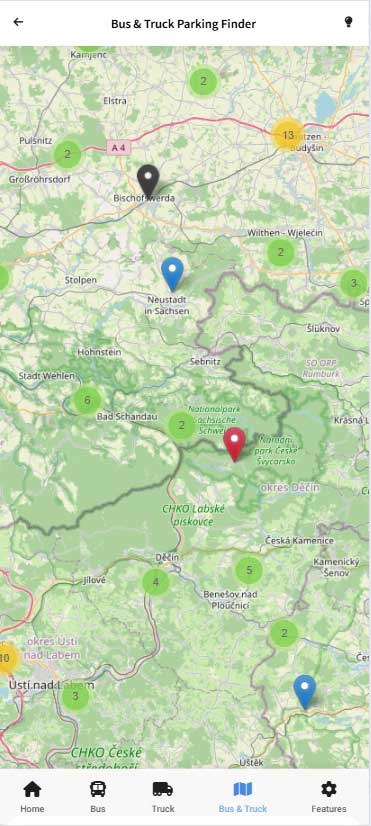 Bus & Truck Parking Finder Map